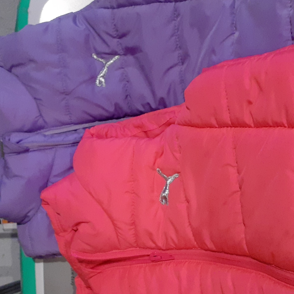 2 size small girls 7/8 puffer vests by puma
